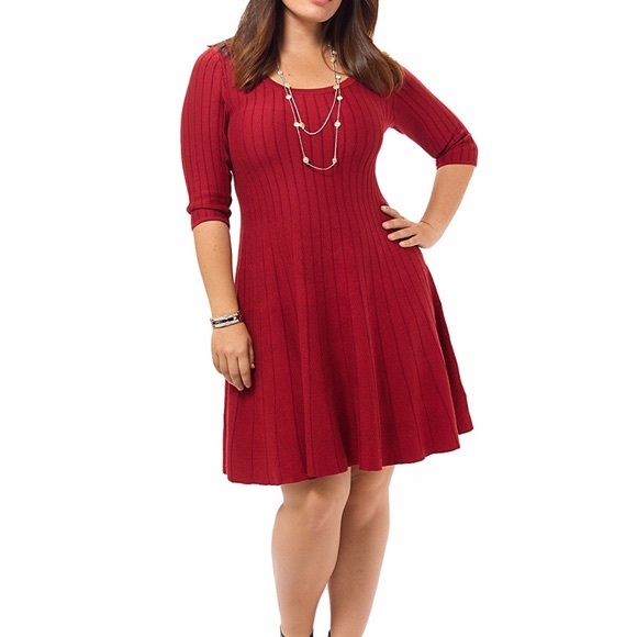 NIC+ZOE Dresses & Skirts - Fit Flare Dress Stretch Red A-line Woven Ribbed